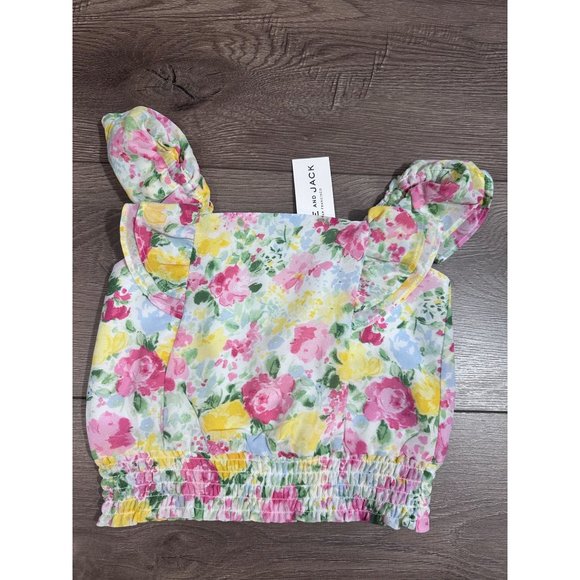Janie and Jack FLORAL SMOCKED WAIST CHIFFON TOP NWT 2T - Picture 3 of 8